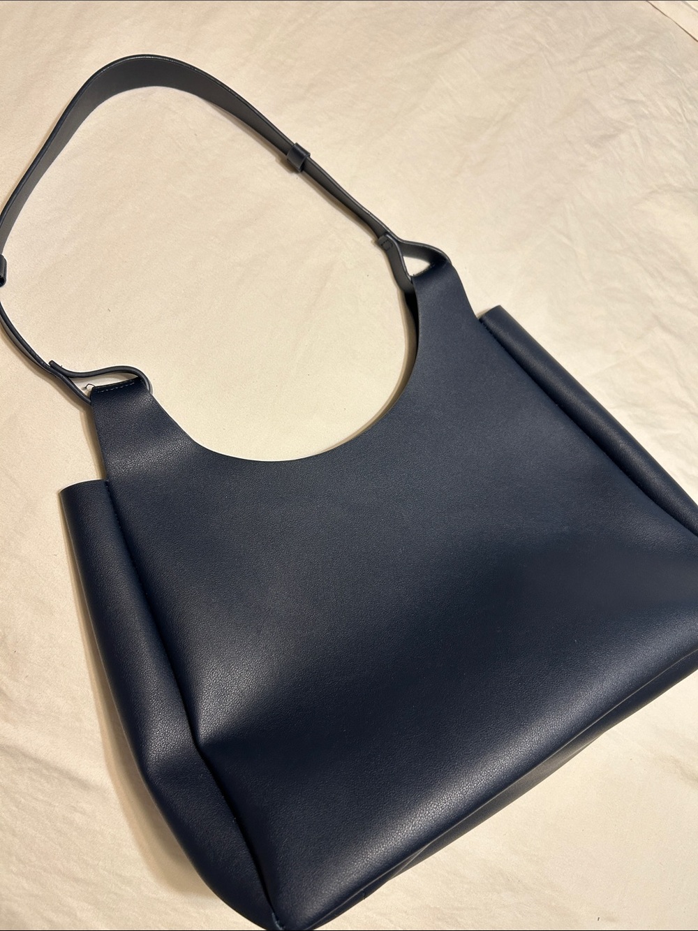 Neiman Marcus Navy Shoulder Bag - Sleek Curved Silhouette